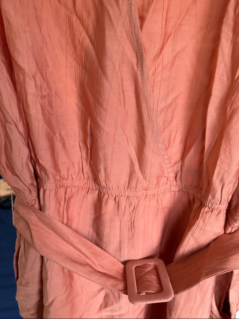 Peach Wrap Romper with Belt - Picture 6 of 6